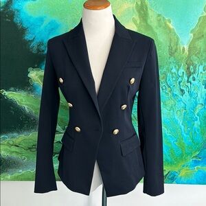 Navy Blue Lilysilk Double Breasted Tailored Blazer